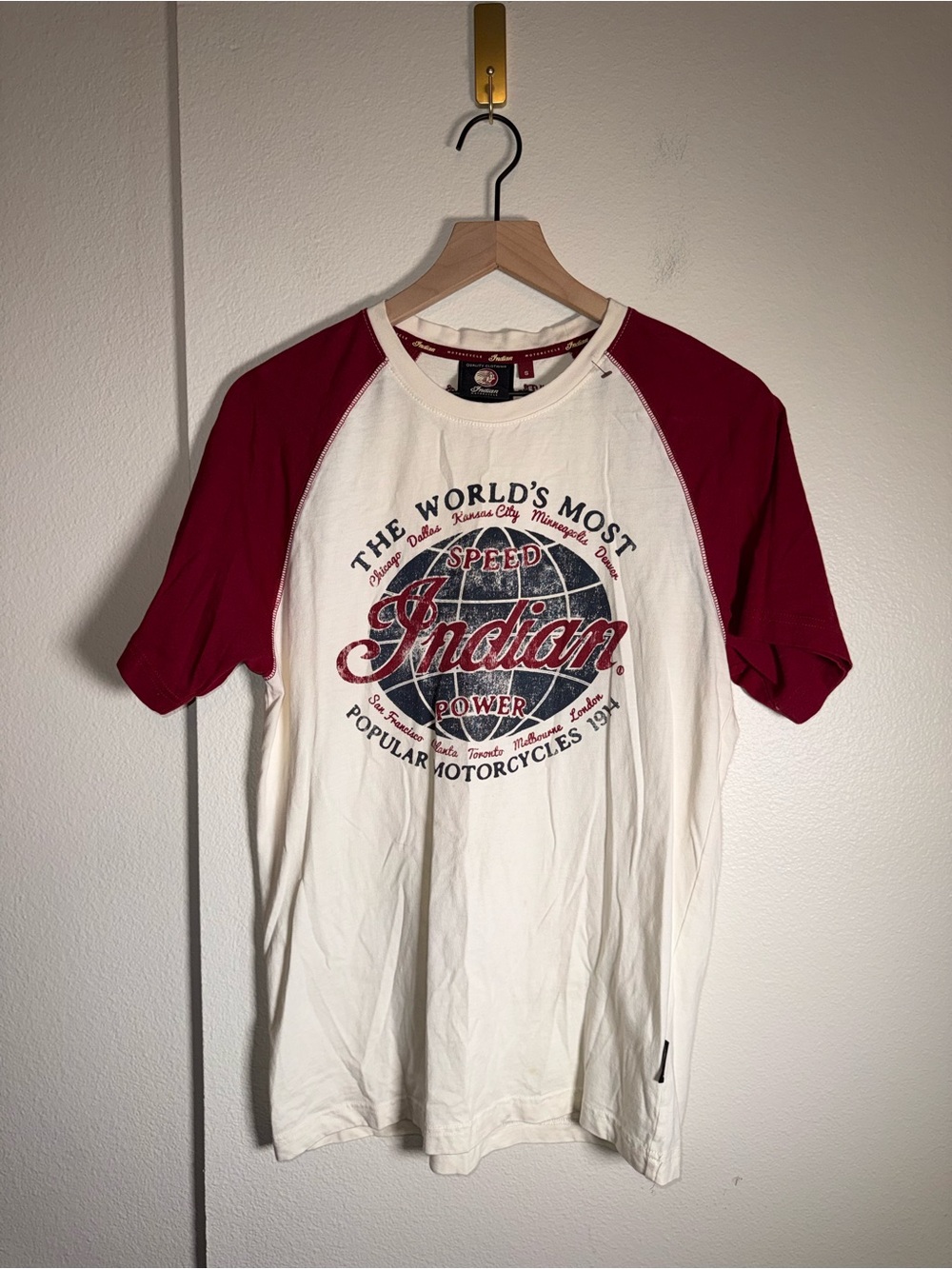 INDIAN MOTORCYCLE Biker screenprint baseball style tshirt M